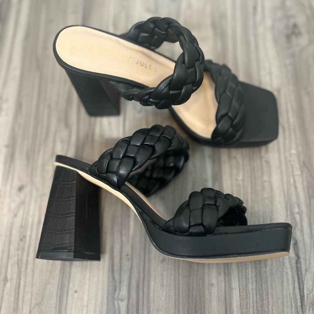 Sincerely Jules Black Braided Heels